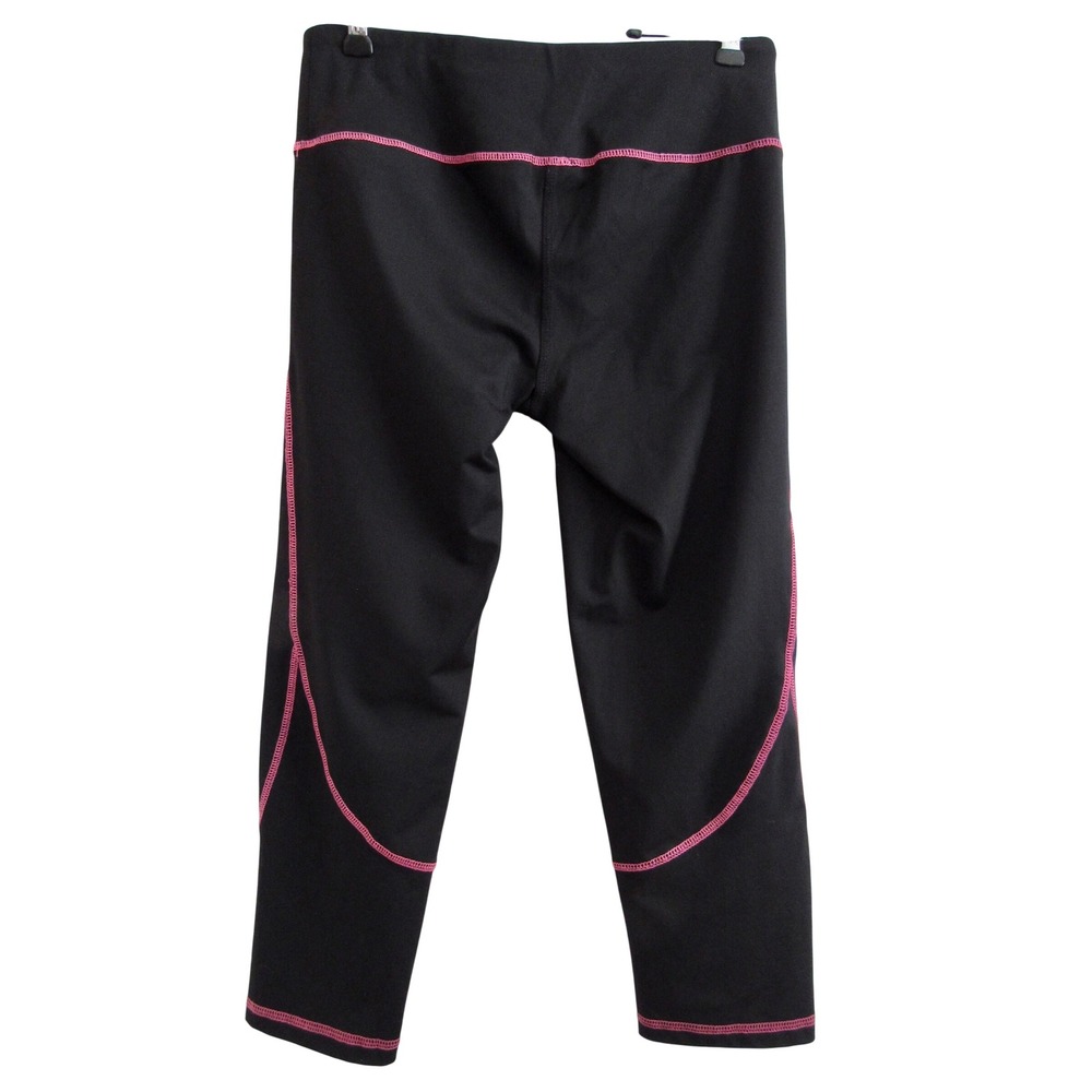 Hannah H2 Athletic Leggings Womens M Black Pink Contrast Stitch Capri Crop - Picture 2 of 4